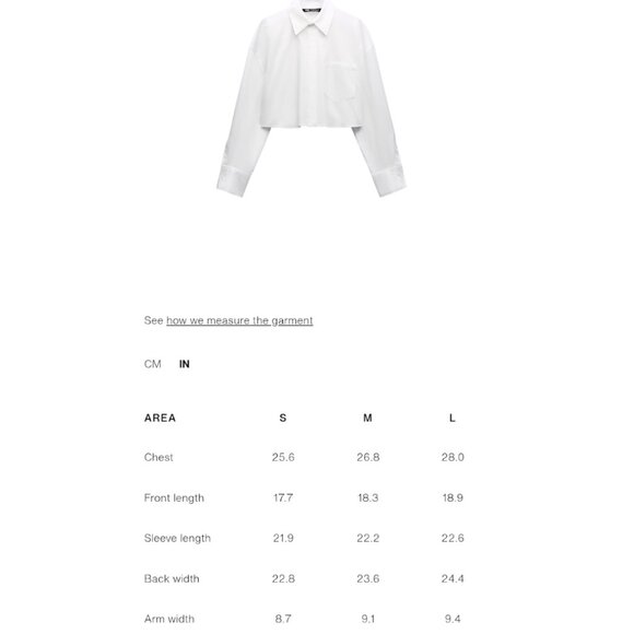 NEW! Zara | Gabardine Fabric Cropped Shirt In White - Picture 12 of 12